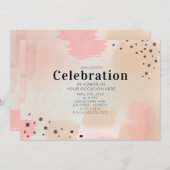 抽象的なピンクのジェネリックパーティーお祝い 招待状 (正面/裏面)