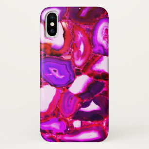抽象的なピンクのジオードパターン iPhone X ケース