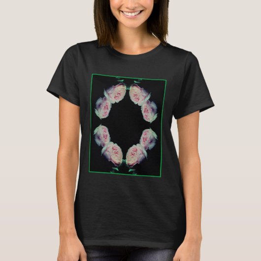 抽象的なピンクのバラのペア Tシャツ (正面)
