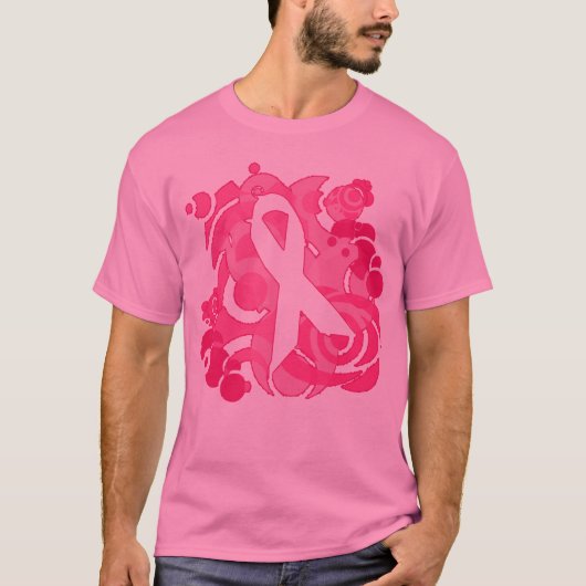 抽象的なピンクのリボンプロダクト Tシャツ (正面)
