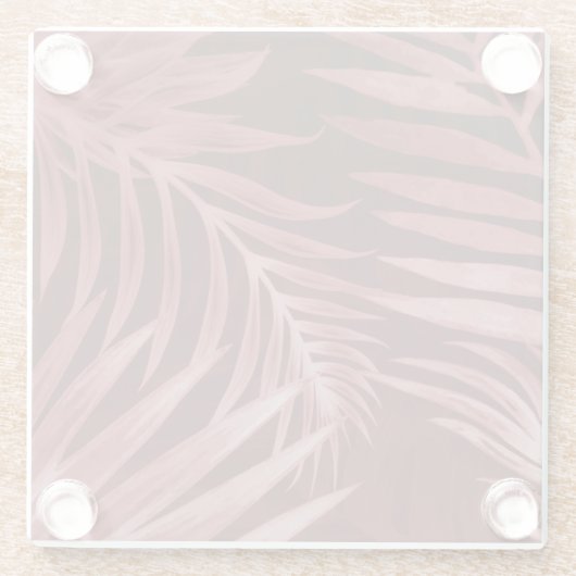 抽象的なピンクの花、黒の花枠。 ガラスコースター (裏面)