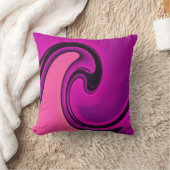 抽象的なピンクの黒は装飾用クッション波の渦巻きます クッション (ブランケット)