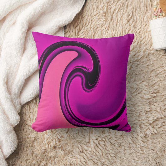 抽象的なピンクの黒は装飾用クッション波の渦巻きます クッション (ブランケット)