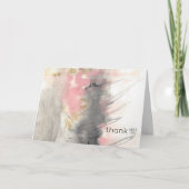 抽象的なピンクゴールドペイントアート サンキューカード (正面)