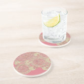 抽象的なピンクパターン花色は芸術を個人化します コースター (側面)