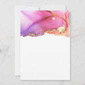 抽象的なピンクパープルゴールドインクウォッシュウェディング 招待状 (裏面)