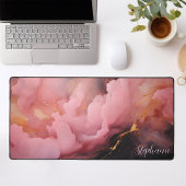 抽象的なピンク ブラック ゴールド カスタマイズ可能 デスクマット