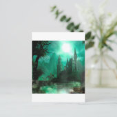 抽象的なファンタジーのヒスイの月光の城 ポストカード (スタンド正面)