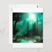 抽象的なファンタジーのヒスイの月光の城 ポストカード (正面/裏面)