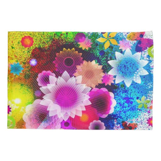抽象的なファンタジーの花のコラージュ 枕カバー (裏面)