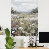 抽象的なファームハウス風景のニュートラルアート ポスター (ホームオフィス)