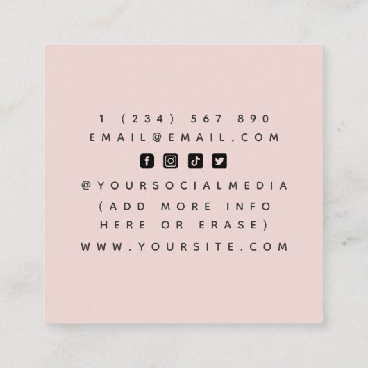 抽象的なフェイスビルディングヨガ ミニマル ニュートラル スクエア名刺 (裏面)