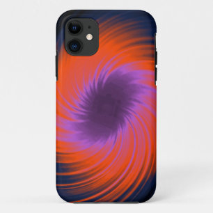 抽象的なフラクタルパターン螺線形の紫色およびオレンジ iPhone 11 ケース