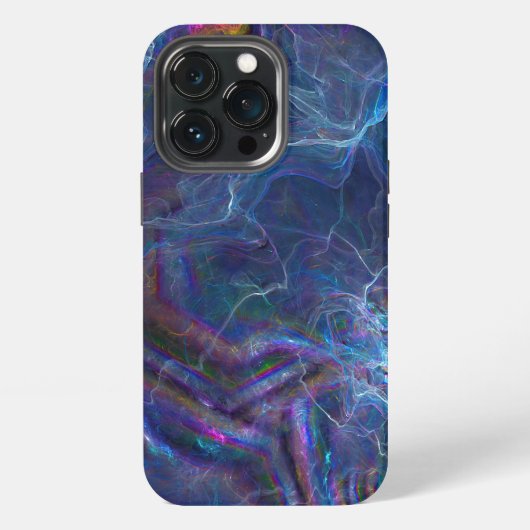 抽象的なフラクタル星雲と幾何学的な変形 iPhoneケース (裏面)