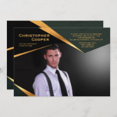 抽象的なフレームの横の写真の卒業の招待 招待状 (正面/裏面)