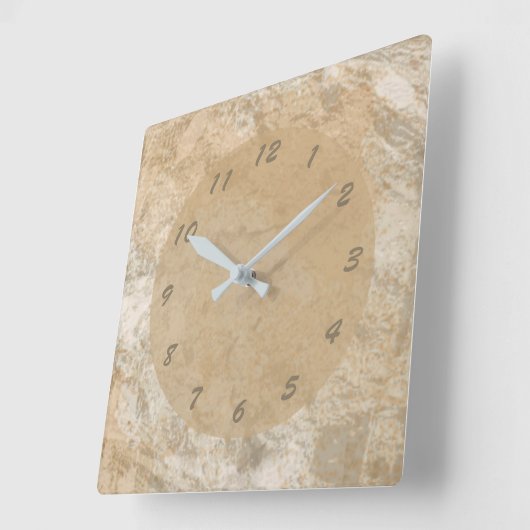 抽象的なブラウンののどの大理石 スクエア壁時計 (傾斜)