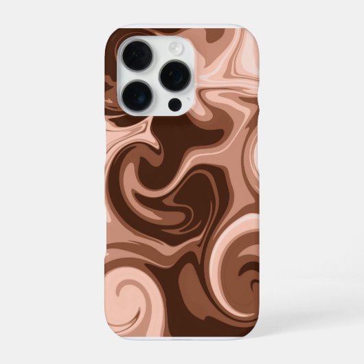 抽象的なブラウンスワール大理石のiPhone 16 iPhoneケース (裏面)