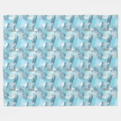 抽象的なブラシはティール(緑がかった色)パターンをなでます フリースブランケット (正面(横))