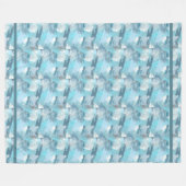 抽象的なブラシはティール(緑がかった色)パターンをなでます フリースブランケット (正面(横))