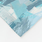 抽象的なブラシはティール(緑がかった色)パターンをなでます フリースブランケット (角)