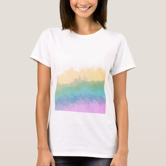 抽象的なブラシストローク レインボー 水彩 Tシャツ (正面)