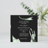 抽象的なブラックとグリーンの音楽 ウェディング招待状 招待状 (スタンド正面)