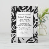 抽象的なブラックとシルバーの部族風ブライズシャワー 招待状 (スタンド正面)