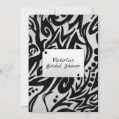 抽象的なブラックとシルバーの部族風ブライズシャワー 招待状 (裏面)