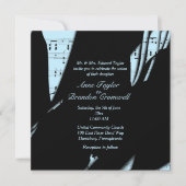 抽象的なブラックとパウダーブルーの音楽 招待状 (正面)