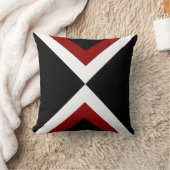 抽象的なブラックレッド＆ホワイトのストライプスロー枕 クッション (ブランケット)