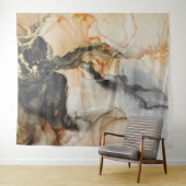 抽象的なブラック ピーチ オレンジ グレー ゴールド アート タペストリー (インサイチュ(横))