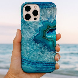 抽象的なブルージオライトアゲートクリスタルストーンアートデザイン iPhone 16 PRO MAXケース