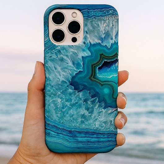 抽象的なブルージオライトアゲートクリスタルストーンアートデザイン Case-Mate iPhoneケース