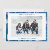 抽象的なブルーマーブル スワール おしゃれな カスタム フォト シーズンカード (正面)