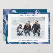 抽象的なブルーマーブル スワール おしゃれな カスタム フォト シーズンカード (正面/裏面)