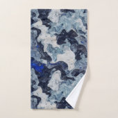 抽象的なブルーマーブル バスタオルセット (ハンドタオル)