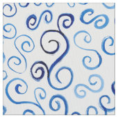 抽象的なプルシアンブルーの水彩画のカーブ ファブリック (クローズアップ)