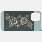 抽象的なベージュと淡青色のフラクタルアートスパイラル Case-Mate iPhoneケース (裏面 (横))