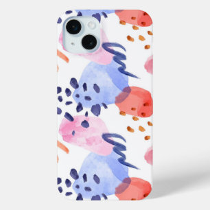 抽象的なペイントが可愛い水彩模様 iPhone 15 MINIケース