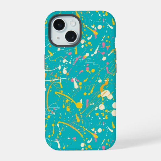 抽象的なペイントスプラッシュ iPhone 15ケース (裏面)