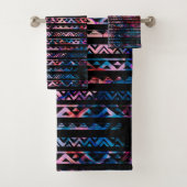 抽象的なペンキの幾何学的なライン種族の金ゴールド バスタオルセット (インサイチュ)