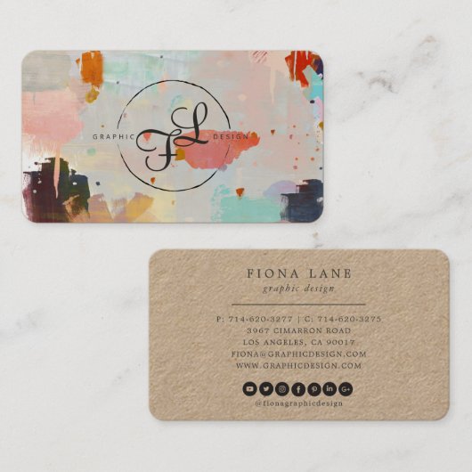 抽象的なペンキの破片ブラシストロークカラフル 名刺 (正面/裏面)