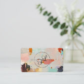 抽象的なペンキの破片ブラシストロークカラフル 名刺 (スタンド正面)