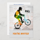 抽象的なペンキのBMXのライダーは文字とのスクエアをはね飛ばします 招待状 (正面/裏面)