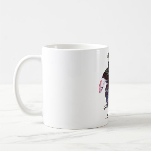 抽象的なペンギンのシルエット コーヒーマグカップ (左)