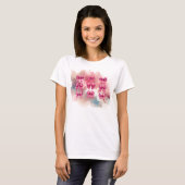抽象的なホットピンクの可愛らしいリボン Tシャツ (正面フル)
