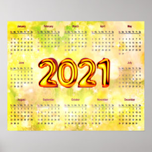 抽象的なポスターの2021年12ヶ月カレンダー ポスター