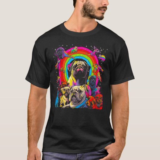 抽象的なポップパグ犬 Tシャツ (正面)
