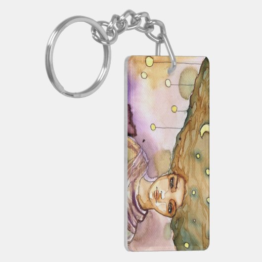 抽象的なポートレートおよびかわいらしい女性 キーホルダー (正面左)