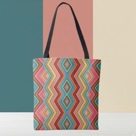 抽象的なマルチカラーのジグザグ ストライプ トートバッグ